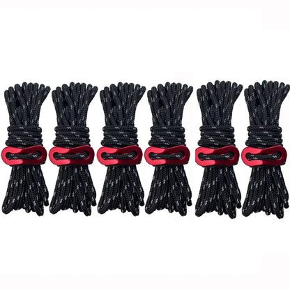 Corde à Vent Lumineuse Multifonction pour Tente de Camping en Plein Air, Boucle de Corde à Vent, Corde Fixe de Tente, 4m x 4 Rouleaux, 4m x 6 Rouleaux
