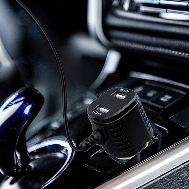 Chargeur de voiture H519, cordon d'alimentation pour enregistreur de conduite, double USB avec écran de charge, spécifications : Mini droit, Mini coude droit