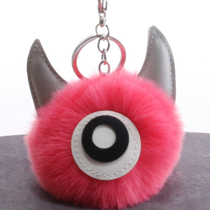 3 PCS Cartoon Croissant Hair Ball Keychain Pendant Bag Car Pendant, Wine Red, Grey, Tender Pink, Turmeric, Rose Red, Army Green, Lake Blue, Light Pink, Purple, White, Watermelon Red, Beige, Khaki, Royal Blue, Yellow, Lotus Root Pink, Mint Green, Pink, ...