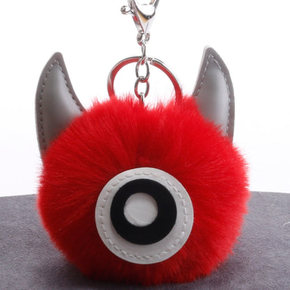 3 PCS Cartoon Croissant Hair Ball Keychain Pendant Bag Car Pendant, Wine Red, Grey, Tender Pink, Turmeric, Rose Red, Army Green, Lake Blue, Light Pink, Purple, White, Watermelon Red, Beige, Khaki, Royal Blue, Yellow, Lotus Root Pink, Mint Green, Pink, ...