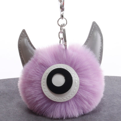 3 PCS Cartoon Croissant Hair Ball Keychain Pendant Bag Car Pendant, Wine Red, Grey, Tender Pink, Turmeric, Rose Red, Army Green, Lake Blue, Light Pink, Purple, White, Watermelon Red, Beige, Khaki, Royal Blue, Yellow, Lotus Root Pink, Mint Green, Pink, ...