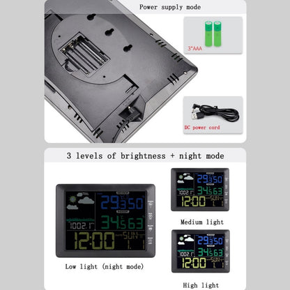 Multifunctional Wireless Colorful Screen Weather Clock Indoor And Outdoor Thermohygrometer, TS-8210-WG
