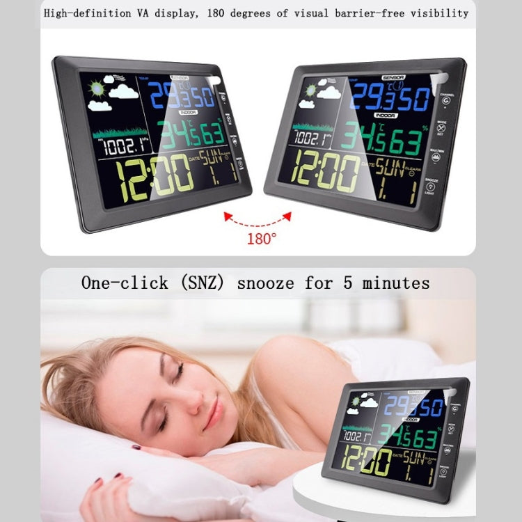 Multifunctional Wireless Colorful Screen Weather Clock Indoor And Outdoor Thermohygrometer, TS-8210-WG
