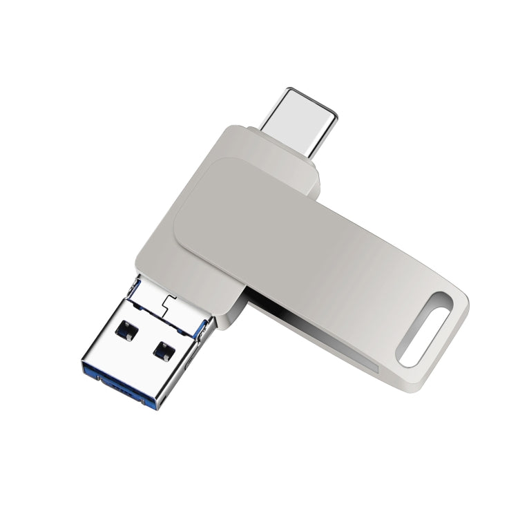 USB 3.0 + 8 Pin + USB-C / Type-C 3 in 1 Phone Computer Metal Rotatable U-Disk, 16 GB, 32GB, 64GB, 128GB, 512GB