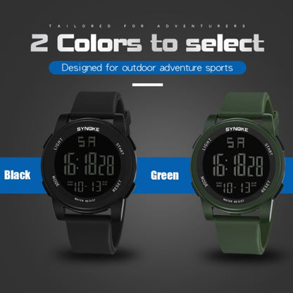 SYNOKE 9002 Montre de Sport Numérique Lumineuse Multifonctionnelle Étanche pour Hommes, Vert Armée, Noir