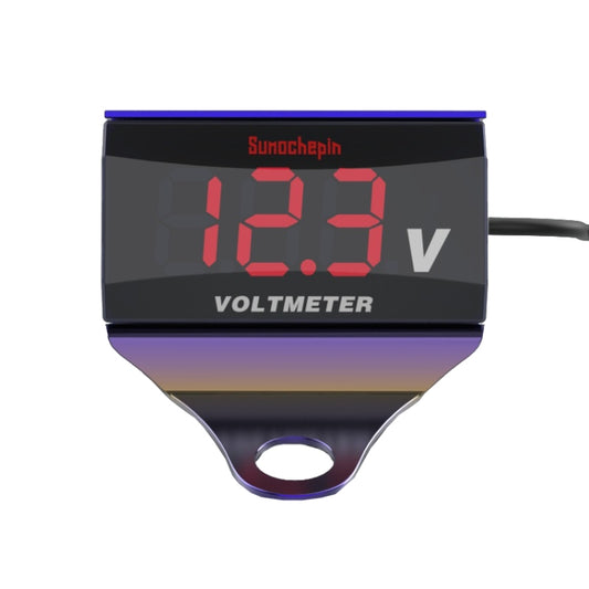 SUMOCHEPIN SMCP101 Voltmètre/manomètre numérique LED pour moto (8-150 V), support coloré + voltmètre rouge