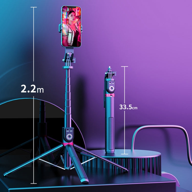 360-Degree Rotating Foldable Bluetooth Selfie Sticks Live Stand, Spec:, P220 TK (Double Clip)