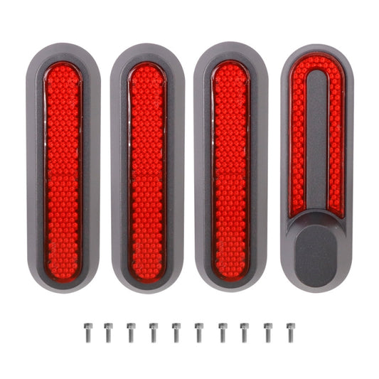 Electric Scooter Wheel Four-way Side Decorative Cover With Reflective Strips & Screws For Xiaomi Mijia 1S / Pro 2, Red, Yellow