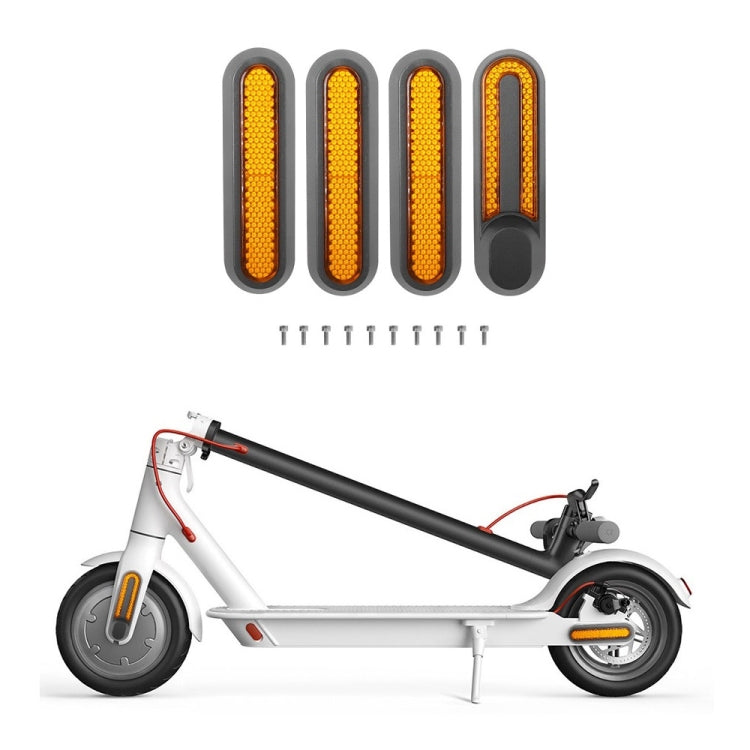Housse décorative latérale quatre voies pour roue de trottinette électrique avec bandes réfléchissantes et vis pour Xiaomi Mijia 1S / Pro 2, Rouge, Jaune