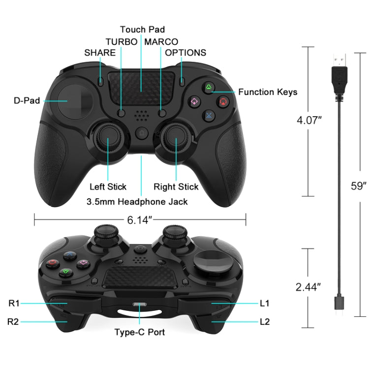 MB-P913 PC Six-Axis Somatosensory Back Key Programming Dual Vibration Bluetooth Gamepad For PS4 Pro