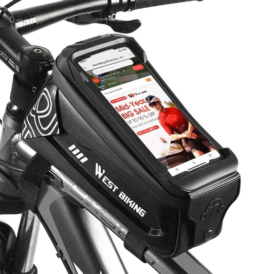 Sacoche de cadre de vélo WEST BIKING 2.5L avec écran tactile pour téléphone, coque rigide, Noir, Vert Foncé, Jaune Fluo, Orange