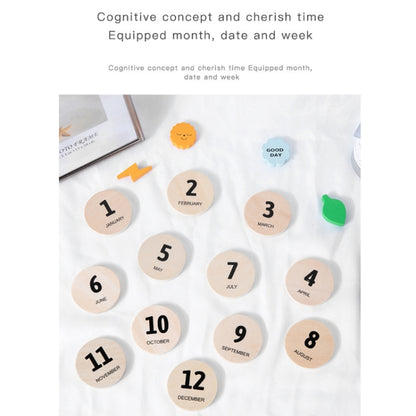 Children Room Wooden Perpetual Calendar Baby Cognitive Desktop Pendant, Spec:, Plywood TC, Beech GB