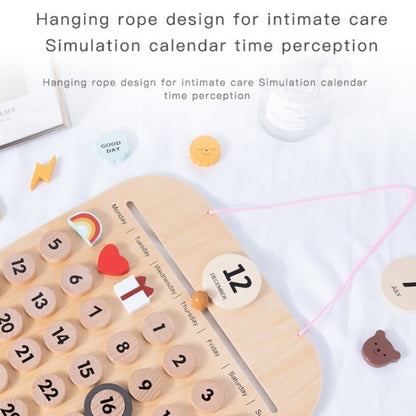 Children Room Wooden Perpetual Calendar Baby Cognitive Desktop Pendant, Spec:, Plywood TC, Beech GB