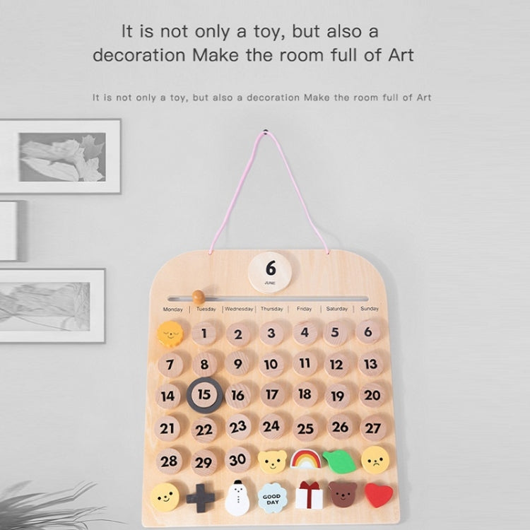 Children Room Wooden Perpetual Calendar Baby Cognitive Desktop Pendant, Spec:, Plywood TC, Beech GB