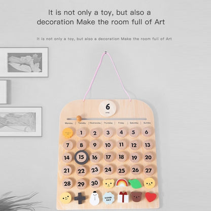 Children Room Wooden Perpetual Calendar Baby Cognitive Desktop Pendant, Spec:, Plywood TC, Beech GB
