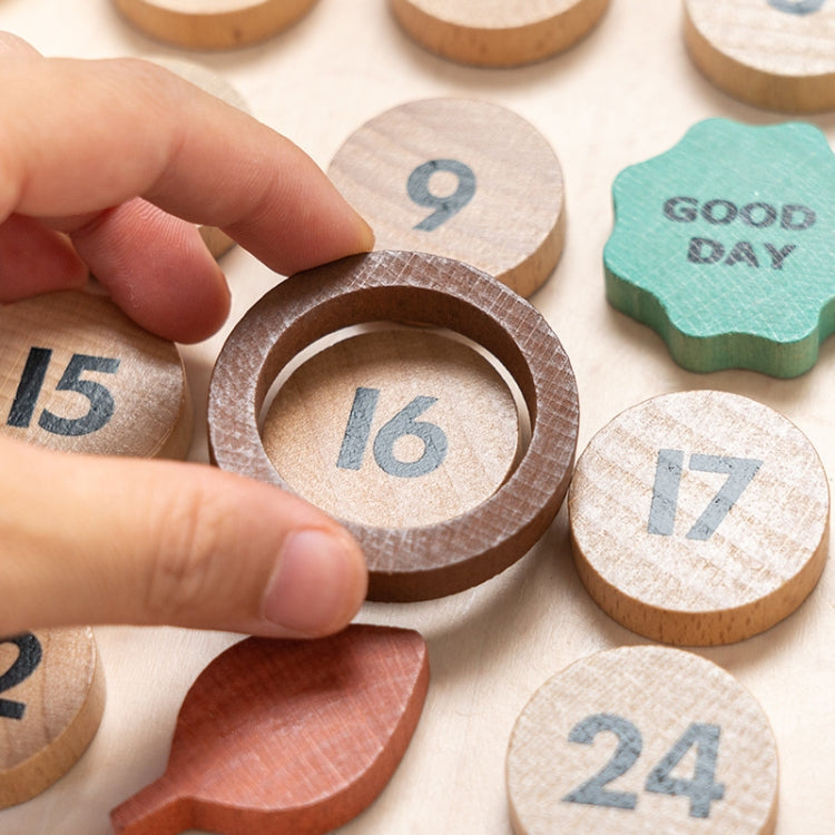 Children Room Wooden Perpetual Calendar Baby Cognitive Desktop Pendant, Spec:, Plywood TC, Beech GB