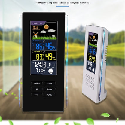 Wireless Colorful Screen Indoor And Outdoor Temperature Humidity Meter Barometer Smart Digital Electronic Clock With Backlight, TS-74-B-US, TS-74-W-US