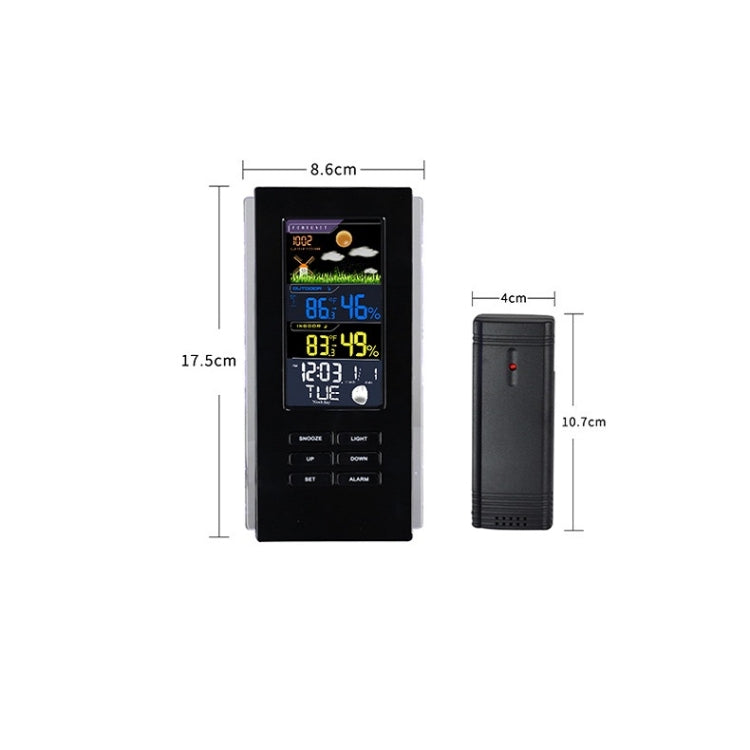Wireless Colorful Screen Indoor And Outdoor Temperature Humidity Meter Barometer Smart Digital Electronic Clock With Backlight, TS-74-B-US, TS-74-W-US
