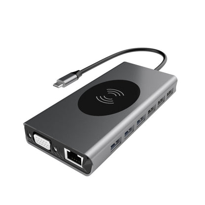 BX15W USB HUB Type-C Docking Station with Wireless Charge Function, BX15W