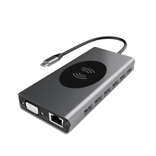 BX15W USB HUB Type-C Docking Station with Wireless Charge Function, BX15W