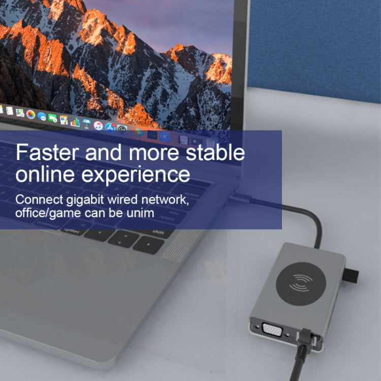 BX15W USB HUB Type-C Docking Station with Wireless Charge Function, BX15W