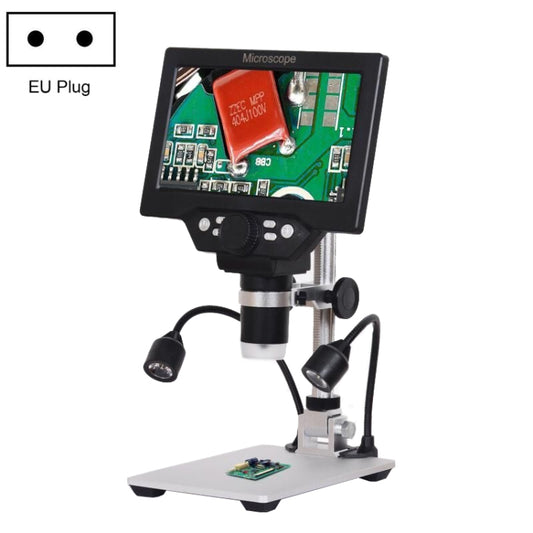 Microscope numérique électronique portable G1200D avec écran LCD 7 pouces et support, grossissement 1200x, prise UE avec batterie, prise US avec batterie, prise AU avec batterie, prise UK avec batterie
