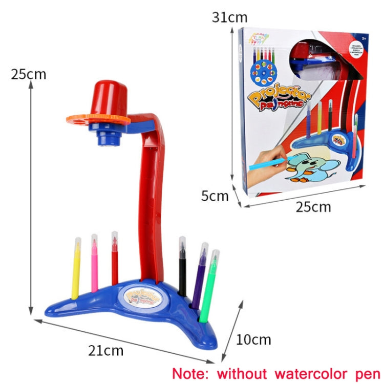 Tableau d'écriture et de dessin multifonctionnel pour enfants avec lampe de projection, sans stylo aquarelle, bleu, rouge