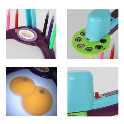 Tableau d'écriture et de dessin multifonctionnel pour enfants avec lampe de projection, sans stylo aquarelle, bleu, rouge