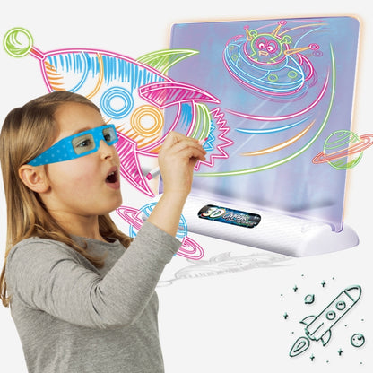 Multifunctional Luminous 3D Children Drawing Board, Without Watercolor Pen, Style:, 3D Space, 3D Dinosaur, 3D Ocean, Luminous Space, Luminous Ocean, Luminous Dinosaur