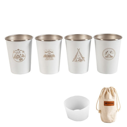 4 PCS / Set Outdoor Picnic Stainless Steel Cup, With Storage Bag (White), With Storage Bag (Black), With Storage Bag (Army Green), With Storage Bag (Dark Blue), With Storage Bag+Silicone Holder (White), With Storage Bag+Silicone Holder (Black)         ...