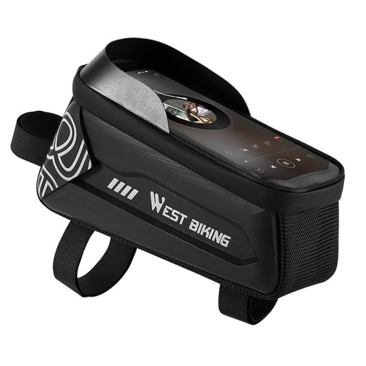 WEST BIKING Sacoche de vélo à coque rigide pour tube supérieur 2.2L pour téléphone portable 7.4 pouces, noir, vert foncé