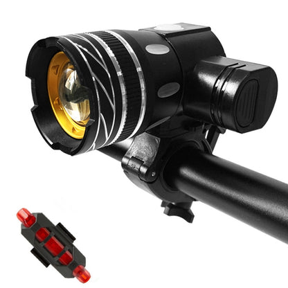 7602 LED USB Charging Telescopic Zoom Bicycle Front Light, Specification:, Headlight, Headlight + 928 Taillight, Headlight + 056 Taillight, Headlight + 313 Taillight, Headlight + Gem Lamp, Headlight +11034 Taillight, Headlight + Laser Taillight        ...