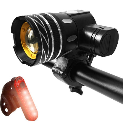 7602 LED USB Charging Telescopic Zoom Bicycle Front Light, Specification:, Headlight, Headlight + 928 Taillight, Headlight + 056 Taillight, Headlight + 313 Taillight, Headlight + Gem Lamp, Headlight +11034 Taillight, Headlight + Laser Taillight        ...