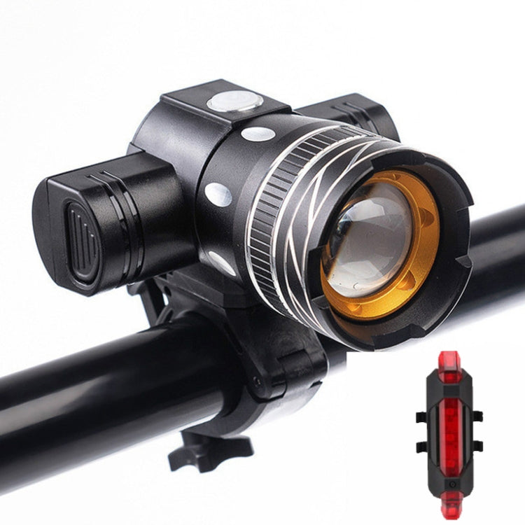 7602 LED USB Charging Telescopic Zoom Bicycle Front Light, Specification:, Headlight, Headlight + 928 Taillight, Headlight + 056 Taillight, Headlight + 313 Taillight, Headlight + Gem Lamp, Headlight +11034 Taillight, Headlight + Laser Taillight        ...