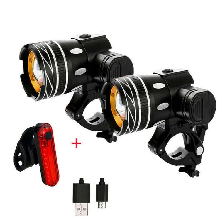 7602 LED USB Charging Telescopic Zoom Bicycle Front Light, Specification:, Headlight, Headlight + 928 Taillight, Headlight + 056 Taillight, Headlight + 313 Taillight, Headlight + Gem Lamp, Headlight +11034 Taillight, Headlight + Laser Taillight        ...