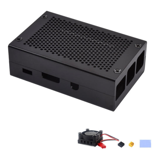 Caja de refrigeración con rejilla de aleación de aluminio para Raspberry Pi 3 Modelo B Pi 2/B+, color negro, negro con ventilador, plateado, plateado con ventilador