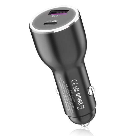 QL845C PD 45W Chargeur de voiture USB-C / Type-C + QC 3.0 USB, QL845C