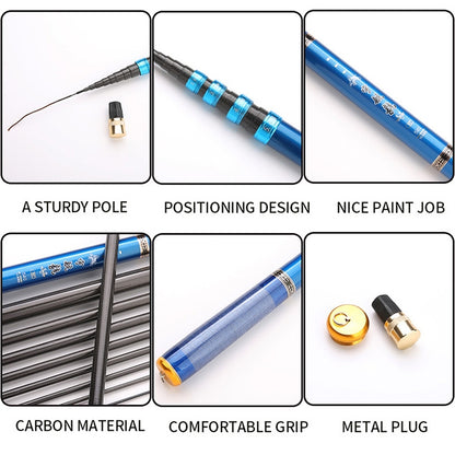 Carbon Short Section Fishing Rod Short Section Positioning Handle Rod, 3.6m, 4.5m, 5.4m, 6.3m