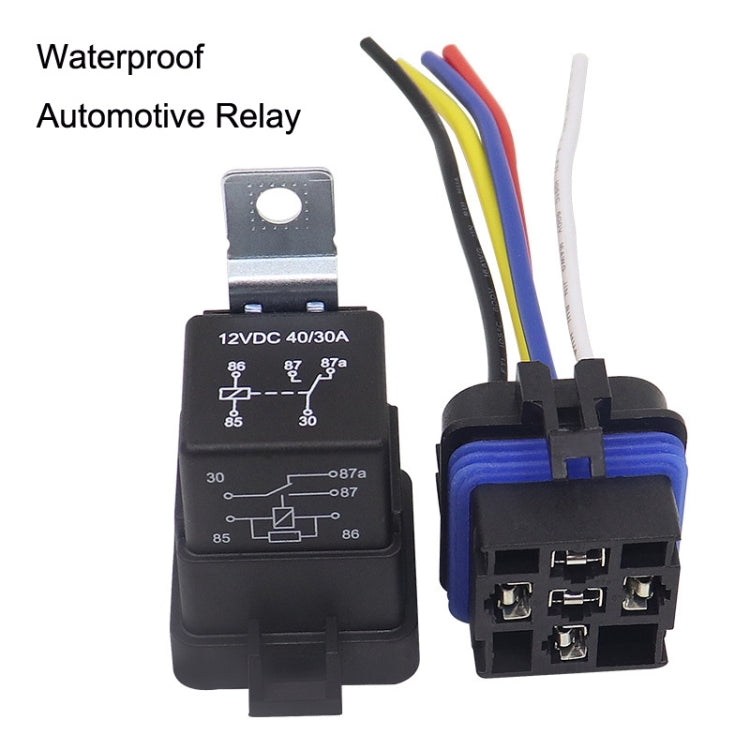 2 PCS 1040 5 Pin Waterproof Integrated Automotive Relay With Bracket, 12V, 24V