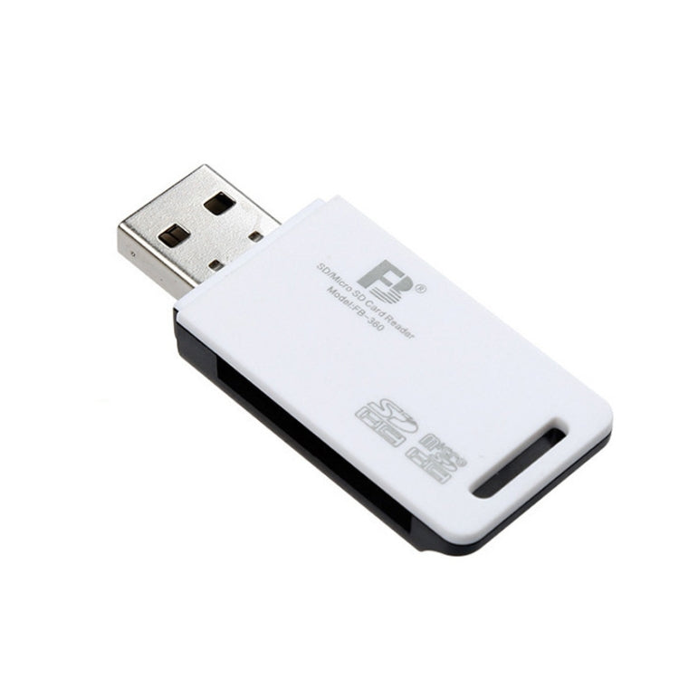 5 PCS FB FB-360 Lecteur de carte USB 2 en 1 pour ordinateur, blanc, noir
