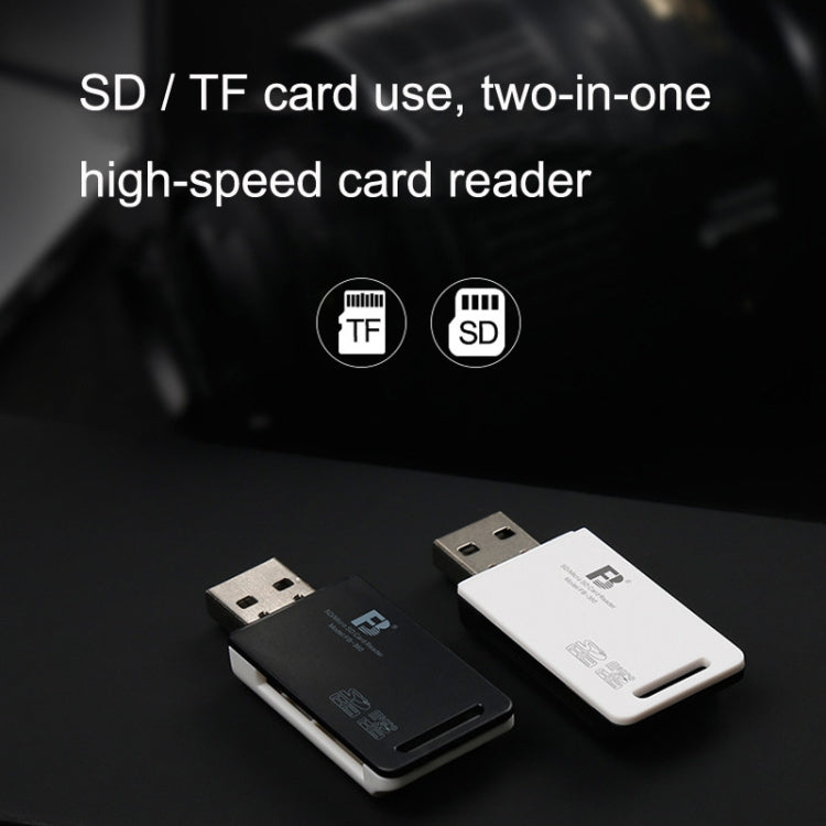 5 PCS FB FB-360 Lecteur de carte USB 2 en 1 pour ordinateur, blanc, noir