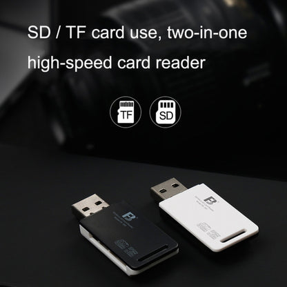 5 PCS FB FB-360 Lecteur de carte USB 2 en 1 pour ordinateur, blanc, noir
