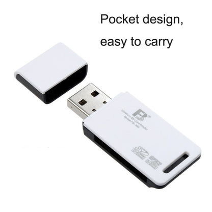 5 PCS FB FB-360 Lecteur de carte USB 2 en 1 pour ordinateur, blanc, noir