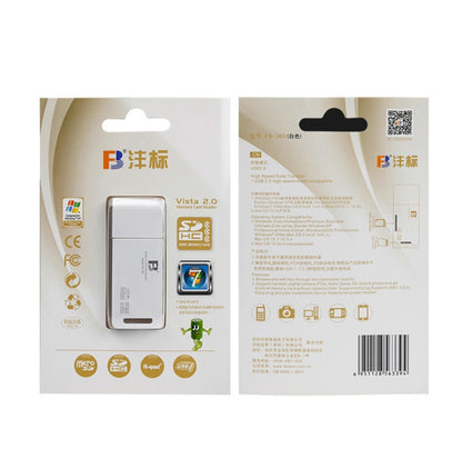 5 PCS FB FB-360 Lecteur de carte USB 2 en 1 pour ordinateur, blanc, noir