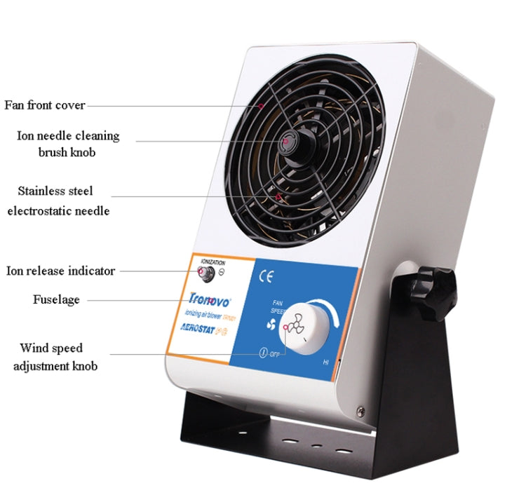 TRONOVO TR7001 Desktop Anti-Static Eliminator Anti-Static Small Ion Fan, CN Plug