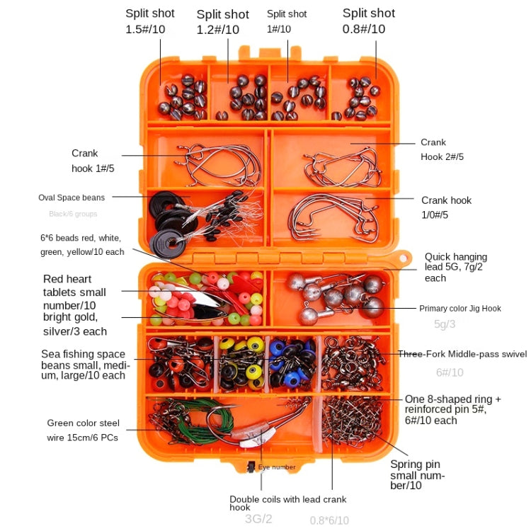 213 pièces/ensemble d'accessoires de pêche au calmar, 213 pièces/ensemble (Orange), 213 pièces/ensemble (Noir)