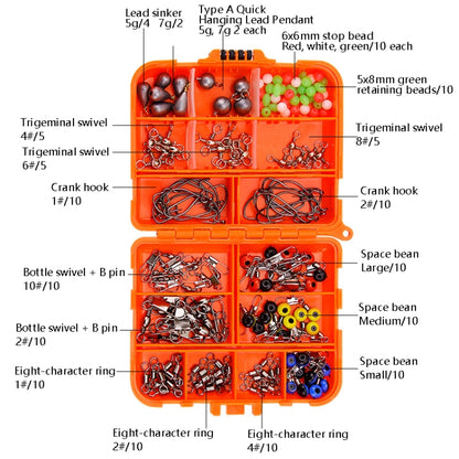 Lot de 165 accessoires pour hameçons pour calamars, lot de 165 pièces (orange), lot de 165 pièces (noir)