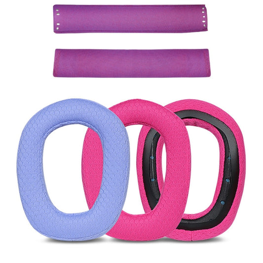 2pcs Sponge Earmuff Headrest Pad For Logitech G435, Rose Red Earmuffs, Blue Earmuffs, Black Headbeam, Purple Headbeam, Blue Headbeam