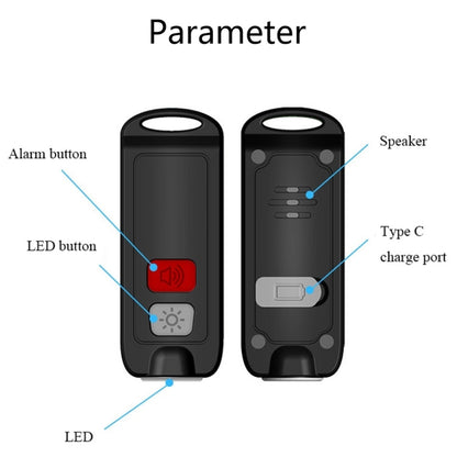 AF-2002 130dB Rechargeable Anti-Wolf Alarm Self-Defense Device With Distress Light, Blue, Green, Black, White