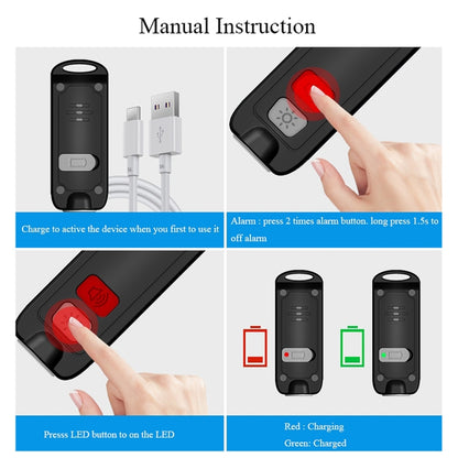 AF-2002 130dB Rechargeable Anti-Wolf Alarm Self-Defense Device With Distress Light, Blue, Green, Black, White